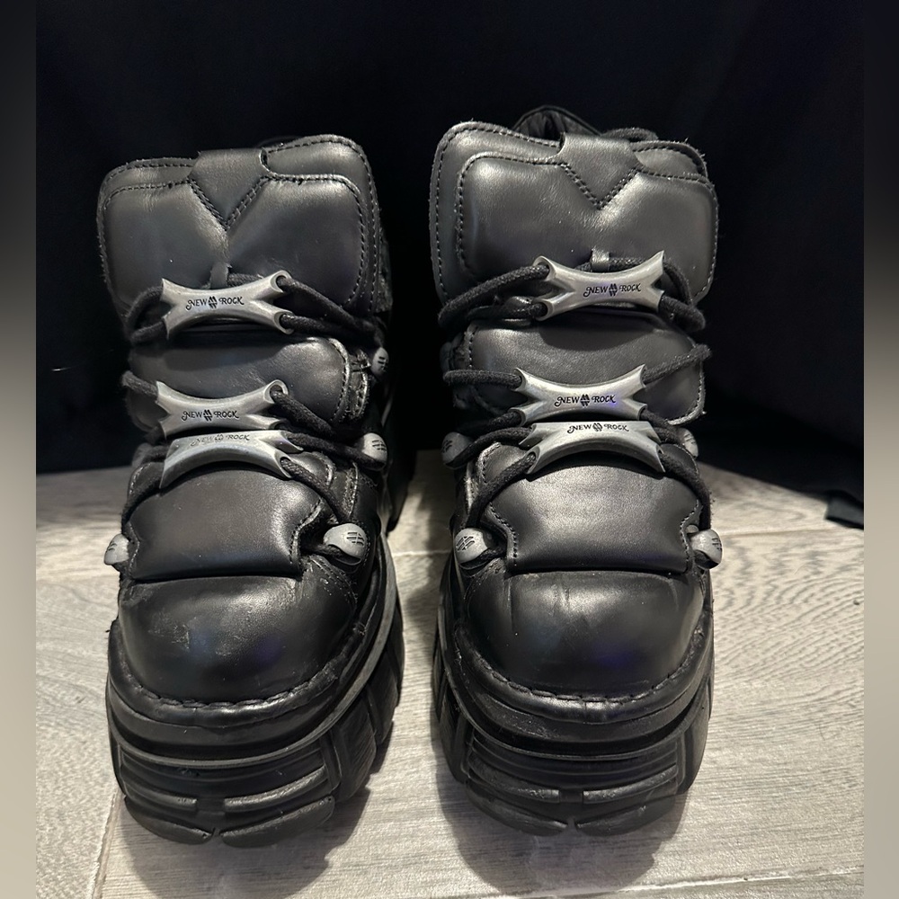 New Rock Black Chunky Platform Boots